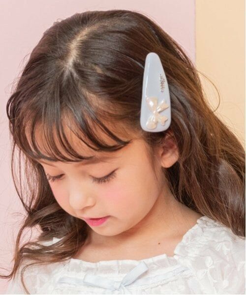 mezzo piano / メゾピアノ ヘアピン | リボン付BIGクリップ（ライト ブルー）