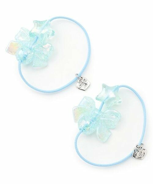 mezzo piano / メゾピアノ ヘアゴム・シュシュ | オーロラ星リボン　ヘアポニー2個セット　（ライト ブルー）