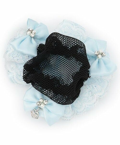 mezzo piano / メゾピアノ ヘアアクセサリー | 【バレエ】フリルつきシニヨンネット（ライト ブルー）