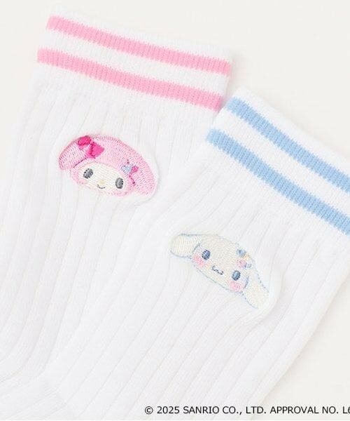 mezzo piano / メゾピアノ ソックス | 【マイメロディ・シナモロール】刺しゅうラインリブソックス | 詳細1