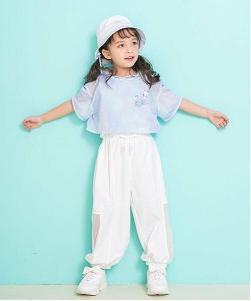 mezzo piano / メゾピアノ その他パンツ | サイドメッシュ切替　パラシュートパンツ（オフ ホワイト）