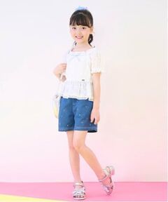 mezzo piano / メゾピアノ ショート・ハーフ・半端丈パンツ | リボン刺しゅうラインストーン　ショートパンツ