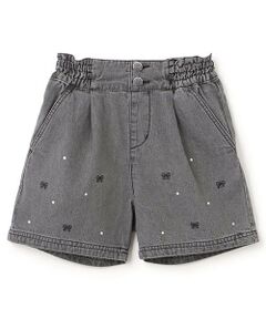 mezzo piano / メゾピアノ ショート・ハーフ・半端丈パンツ | リボン刺しゅうラインストーン　ショートパンツ