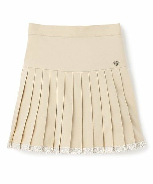 mezzo piano / メゾピアノ ミニ・ひざ丈スカート | 裾レースプリーツスカート(ベージュ)