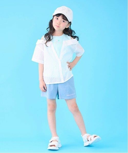 mezzo piano / メゾピアノ ショート・ハーフ・半端丈パンツ | クラデーション・デニム　フロントZIPショートパンツ（サックス）