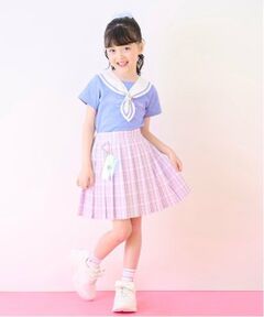 mezzo piano / メゾピアノ ショート・ハーフ・半端丈パンツ | ミニポーチつき　チェックプリーツスカパン