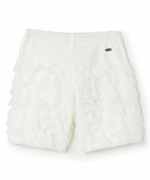 mezzo piano / メゾピアノ レギンス・スパッツ | 接触冷感　フリルレース　3分丈レギンス（白）