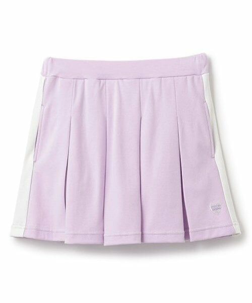 mezzo piano / メゾピアノ ショート・ハーフ・半端丈パンツ | 接触冷感　サイド切替ボックスプリーツスカパン（ラベンダー）