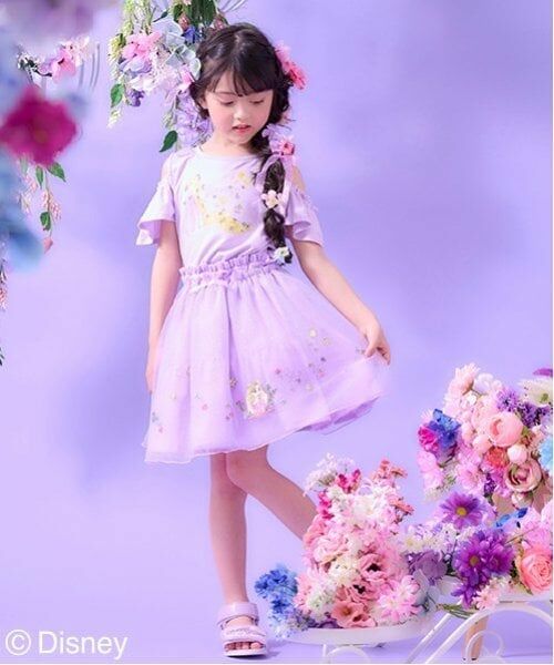 mezzo piano / メゾピアノ ミニ・ひざ丈スカート | 【ラプンツェル】チュールスカート(ラベンダー)