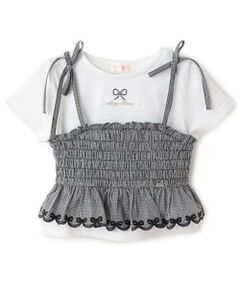 mezzo piano / メゾピアノ Tシャツ | カットワークキャミチュニック＆Tシャツセット