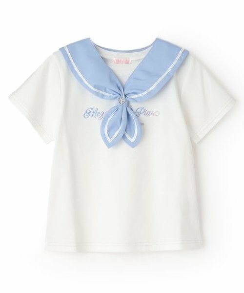 mezzo piano / メゾピアノ Tシャツ | セーラーカラー　半袖Tシャツ（オフ ホワイト）
