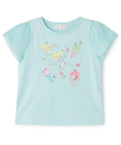 mezzo piano / メゾピアノ Tシャツ | フルーツシャーベットアップリケ　半袖Tシャツ
