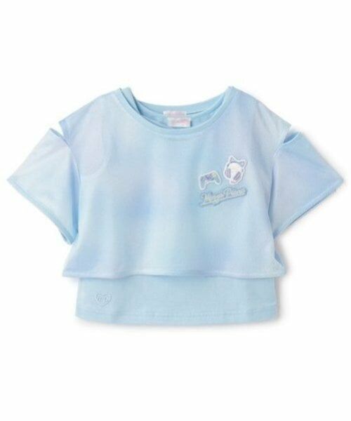 mezzo piano / メゾピアノ Tシャツ | タイダイ風肩開メッシュ＆タンクトップセット | 詳細1