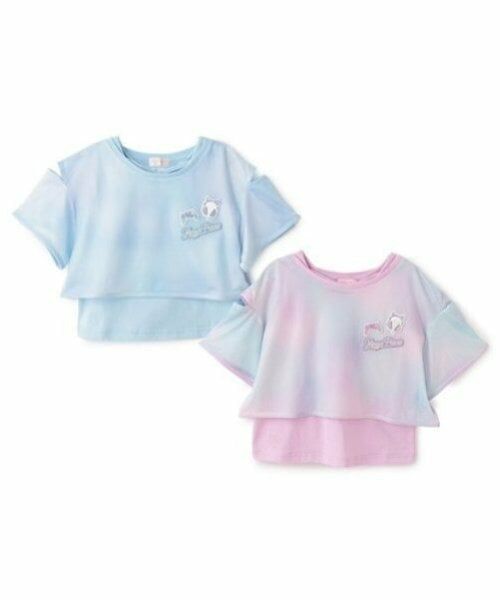 mezzo piano / メゾピアノ Tシャツ | タイダイ風肩開メッシュ＆タンクトップセット | 詳細12