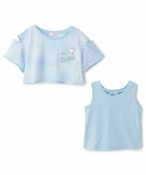 mezzo piano / メゾピアノ Tシャツ | タイダイ風肩開メッシュ＆タンクトップセット | 詳細3