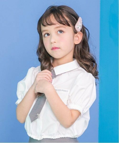 mezzo piano / メゾピアノ シャツ・ブラウス | ネクタイつき　半袖シャツ（オフ ホワイト）