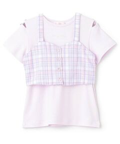 mezzo piano / メゾピアノ Tシャツ | チェックビスチェ＆半袖Tシャツセット