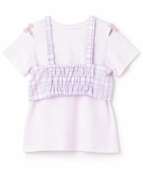 mezzo piano / メゾピアノ Tシャツ | チェックビスチェ＆半袖Tシャツセット | 詳細1