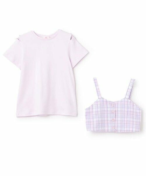 mezzo piano / メゾピアノ Tシャツ | チェックビスチェ＆半袖Tシャツセット | 詳細2