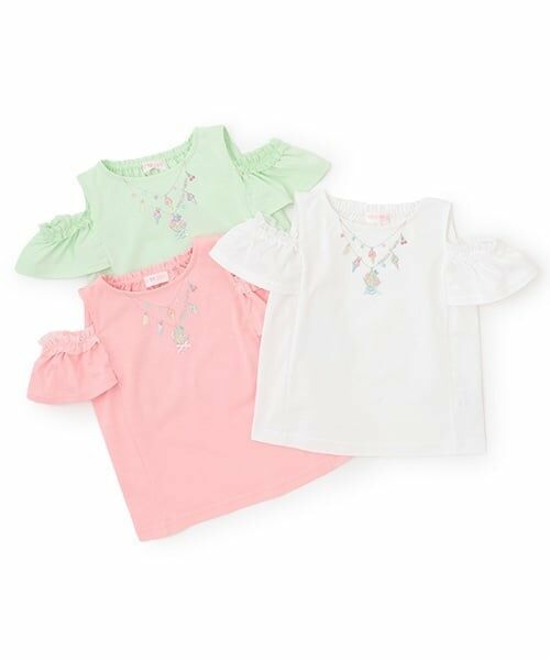 mezzo piano / メゾピアノ Tシャツ | ネックレス刺しゅう　肩開き2way半袖Tシャツ | 詳細11