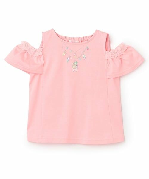 mezzo piano / メゾピアノ Tシャツ | ネックレス刺しゅう　肩開き2way半袖Tシャツ | 詳細12