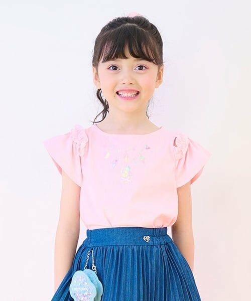 mezzo piano / メゾピアノ Tシャツ | ネックレス刺しゅう　肩開き2way半袖Tシャツ | 詳細15