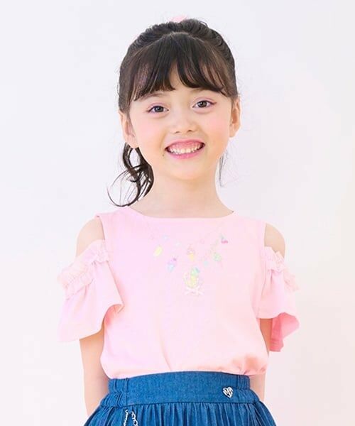 mezzo piano / メゾピアノ Tシャツ | ネックレス刺しゅう　肩開き2way半袖Tシャツ | 詳細16