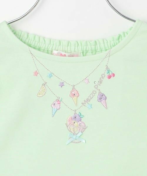 mezzo piano / メゾピアノ Tシャツ | ネックレス刺しゅう　肩開き2way半袖Tシャツ | 詳細3