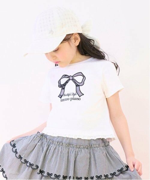 mezzo piano / メゾピアノ Tシャツ | リボンアップリケ　半袖Tシャツ | 詳細11