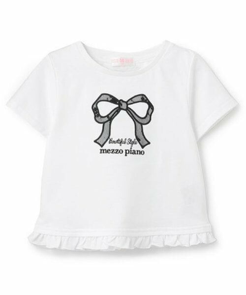 mezzo piano / メゾピアノ Tシャツ | リボンアップリケ　半袖Tシャツ | 詳細9