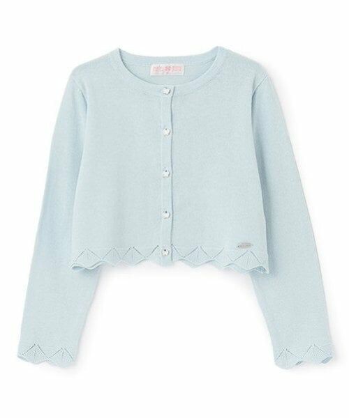 mezzo piano / メゾピアノ ブルゾン | 透かしスカラップ　ニットボレロ（サックス）