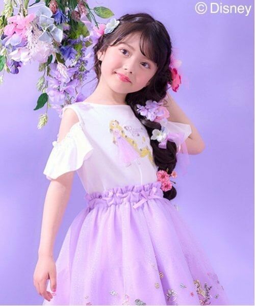 mezzo piano / メゾピアノ Tシャツ | 【ラプンツェル】2way肩開きTシャツ（オフ ホワイト）