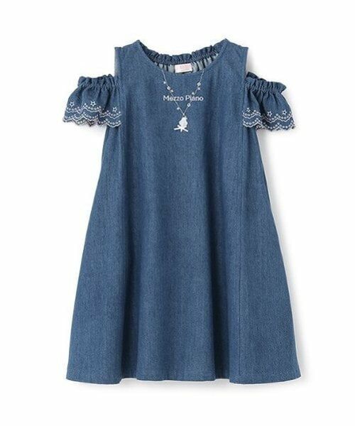 mezzo piano / メゾピアノ ミニ丈・ひざ丈ワンピース | ネックレス刺しゅう　2wayデニムワンピース | 詳細1