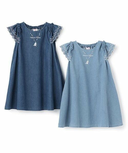 mezzo piano / メゾピアノ ミニ丈・ひざ丈ワンピース | ネックレス刺しゅう　2wayデニムワンピース | 詳細12