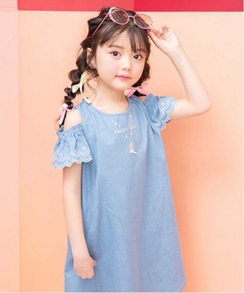 mezzo piano / メゾピアノ ミニ丈・ひざ丈ワンピース | ネックレス刺しゅう　2wayデニムワンピース | 詳細16