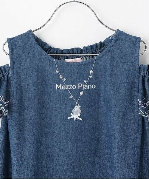mezzo piano / メゾピアノ ミニ丈・ひざ丈ワンピース | ネックレス刺しゅう　2wayデニムワンピース | 詳細3