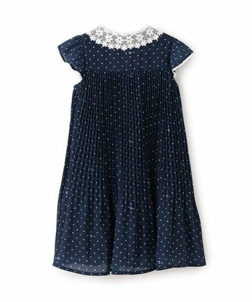 mezzo piano / メゾピアノ ミニ丈・ひざ丈ワンピース | レース衿　ドットプリーツワンピース | 詳細1