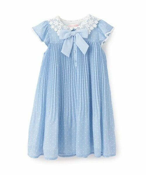 mezzo piano / メゾピアノ ミニ丈・ひざ丈ワンピース | レース衿　ドットプリーツワンピース | 詳細10