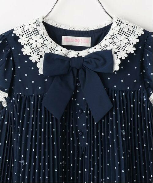 mezzo piano / メゾピアノ ミニ丈・ひざ丈ワンピース | レース衿　ドットプリーツワンピース | 詳細2