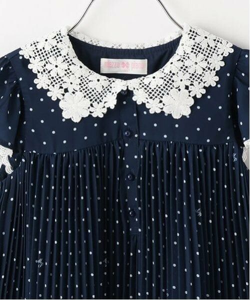 mezzo piano / メゾピアノ ミニ丈・ひざ丈ワンピース | レース衿　ドットプリーツワンピース | 詳細3