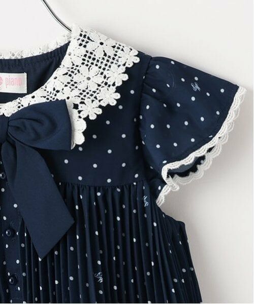 mezzo piano / メゾピアノ ミニ丈・ひざ丈ワンピース | レース衿　ドットプリーツワンピース | 詳細5