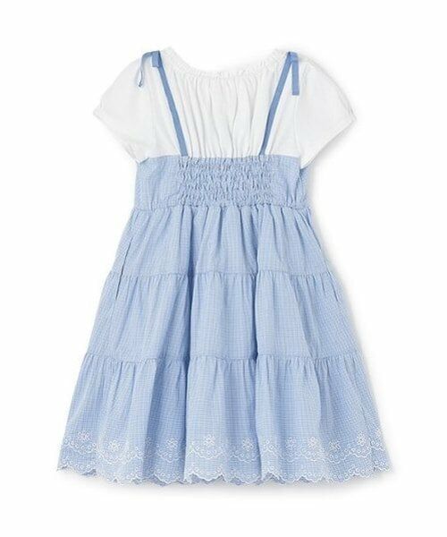 mezzo piano / メゾピアノ ミニ丈・ひざ丈ワンピース | カットワークギンガム　ドッキングワンピース | 詳細1