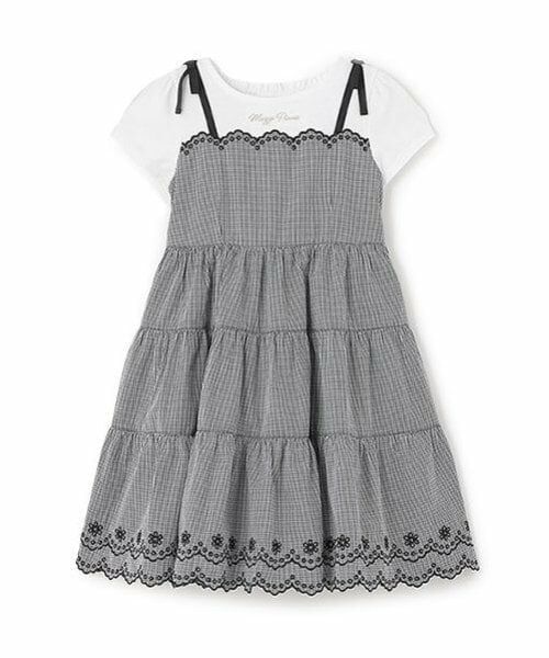 mezzo piano / メゾピアノ ミニ丈・ひざ丈ワンピース | カットワークギンガム　ドッキングワンピース | 詳細12