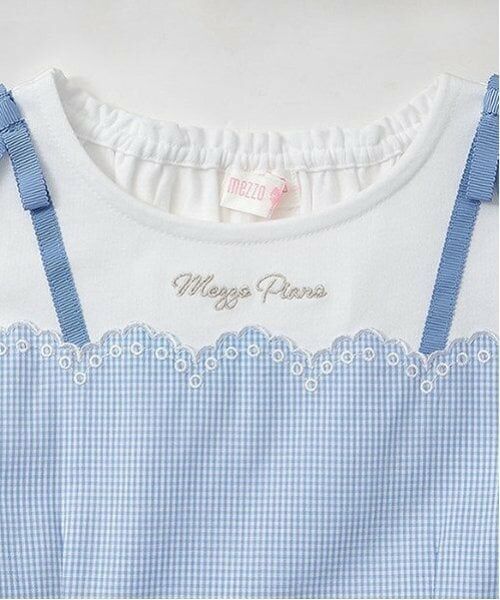 mezzo piano / メゾピアノ ミニ丈・ひざ丈ワンピース | カットワークギンガム　ドッキングワンピース | 詳細2