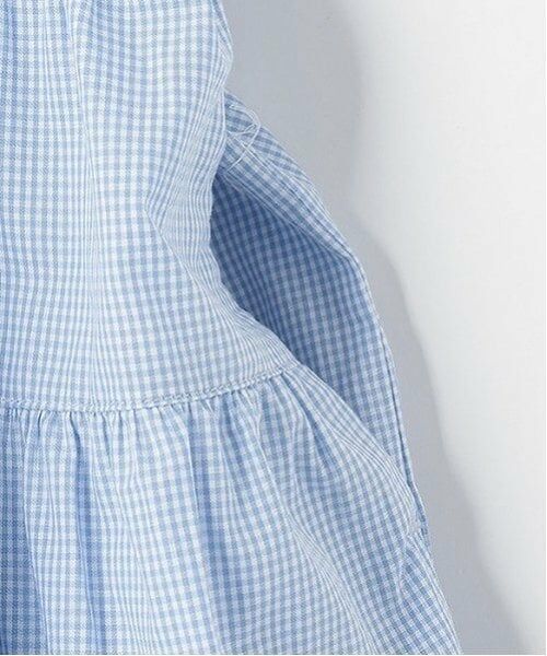 mezzo piano / メゾピアノ ミニ丈・ひざ丈ワンピース | カットワークギンガム　ドッキングワンピース | 詳細7