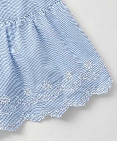 mezzo piano / メゾピアノ ミニ丈・ひざ丈ワンピース | カットワークギンガム　ドッキングワンピース | 詳細8