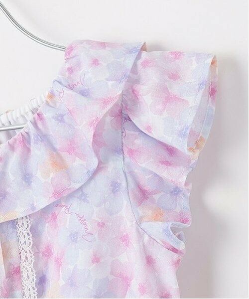 mezzo piano / メゾピアノ ミニ丈・ひざ丈ワンピース | 水彩花柄プリント　ワンピース | 詳細3