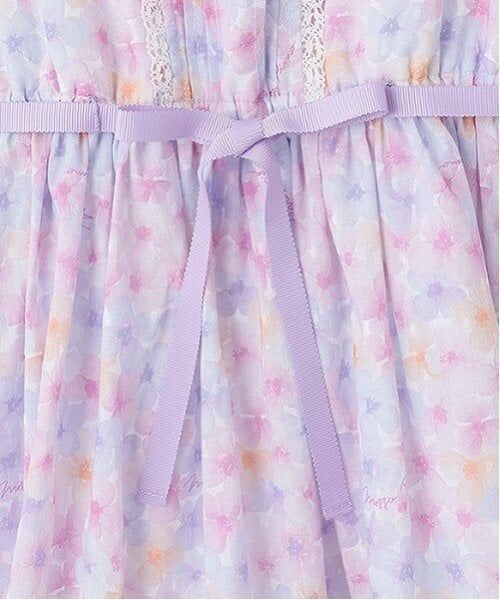 mezzo piano / メゾピアノ ミニ丈・ひざ丈ワンピース | 水彩花柄プリント　ワンピース | 詳細4