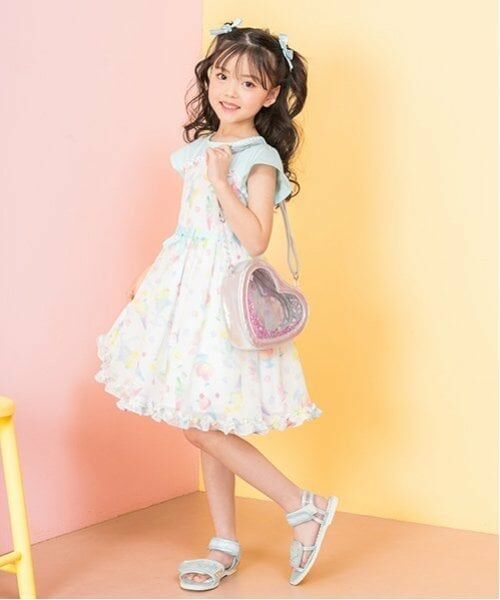 mezzo piano / メゾピアノ ミニ丈・ひざ丈ワンピース | フルーツシャーベット柄　ワンピース（オフ ホワイト）