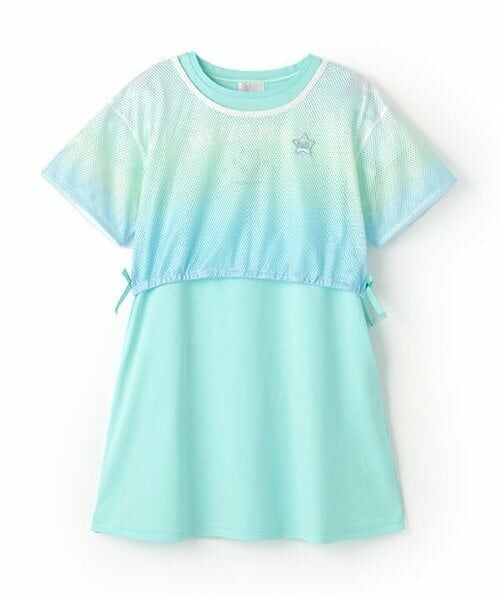 mezzo piano / メゾピアノ ミニ丈・ひざ丈ワンピース | グラデーションメッシュ＆ワンピースセット（ミント）